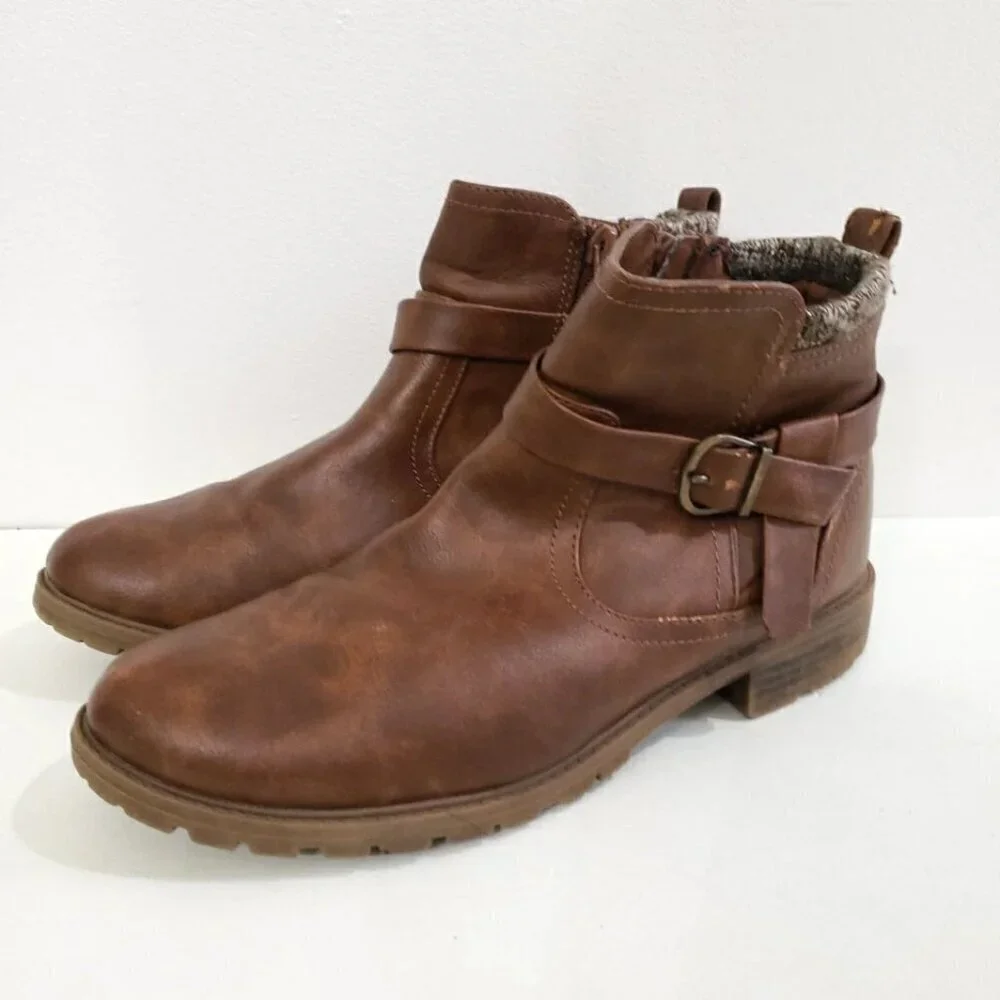 Wonder Nation Brown Sweater Knit Ankle Boots Girls Sz 6